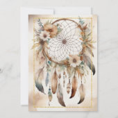Boho Floral Feather Dreamcatcher Wedding Kaart (Achterkant)