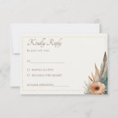 Boho Floral Feather Dreamcatcher Wedding RSVP Kaartje (Voorkant)
