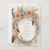 Boho Floral Feather Dreamcatcher Wedding Save The Date (Voorkant)