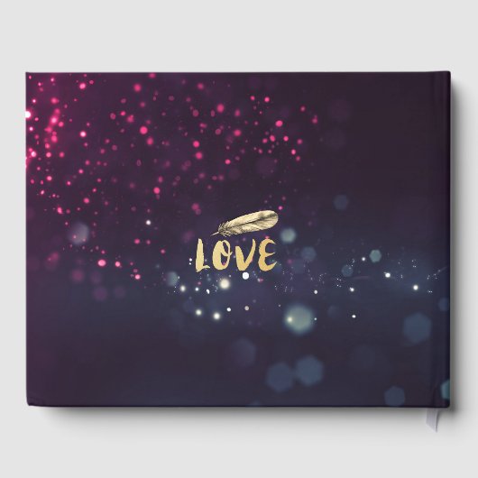 Boho Floral Feather Paars Light Gastenboek (Achterkant)