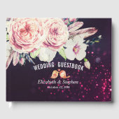 Boho Floral Feather Paars Light Gastenboek (Voorkant)