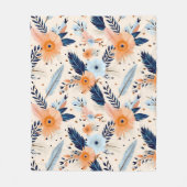 Boho  Floral Feather Pattern Fleece Deken (Voorkant)