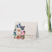 Boho Floral Feather Rustieke Douche Dank u kaart (Voorkant)