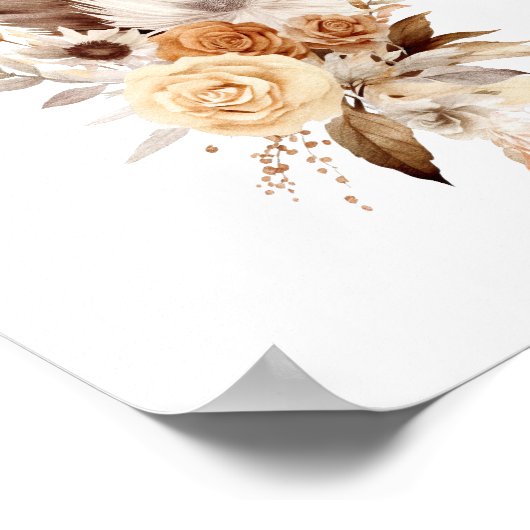 Boho Floral Feathers Botanische Waterverf Wall Art Poster (Hoek)