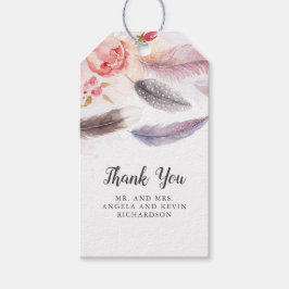Boho Floral Feathers Cadeaulabel