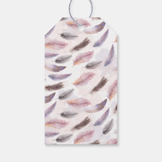 Boho Floral Feathers Cadeaulabel (Achterkant)