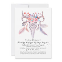 Boho Floral Feathers Deer Antlers Wedding