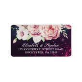 Boho Floral Feathers Paarse lights Etiket (Voorkant)