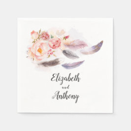 Boho Floral Feathers Servet