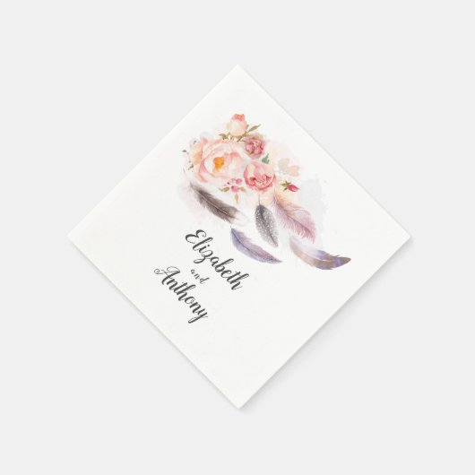 Boho Floral Feathers Servet (Hoek)