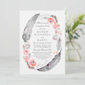 Boho Floral Feathers  verlovingsfeest Kaart (Staand voorkant)