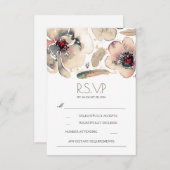 Boho Floral Feathers Waterverf Ivory RSVP Card (Voorkant / Achterkant)