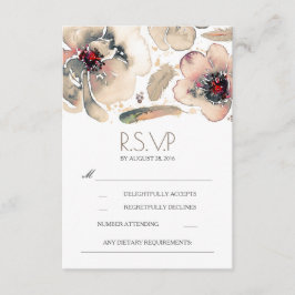 Boho Floral Feathers Waterverf Ivory RSVP Card Kaartje