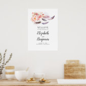 Boho Floral Feathers Wedding Welcome Sign Poster (Keuken)