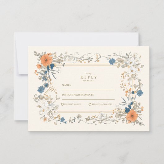 Boho  Floral Fern Wedding RSVP Kaartje (Voorkant)