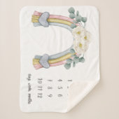 Boho Floral Fiber Rainbow Milestone Baby Sherpa Deken (Voorkant)