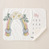 Boho Floral Fiber Rainbow Milestone Baby Sherpa Deken (Voorkant (horizontaal))
