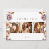 Boho Floral Flat Photo Wedding Dank u kaart (Voorkant)