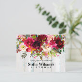 boho floral, flower jarig Briefkaart uitnodiging (Staand voorkant)