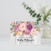 boho floral, flower jarig Briefkaart uitnodiging (Staand voorkant)