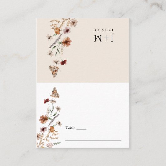 Boho Floral Folded Place Card Plaatskaartje (Voorkant)