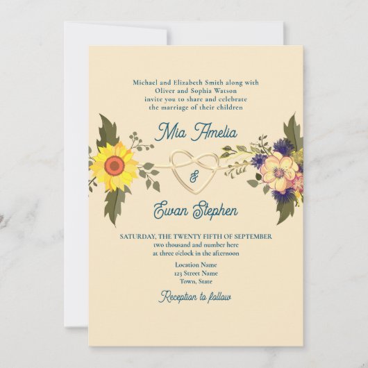 Boho Floral Formele Bruiloft Alles in een Kaart (Voorkant)