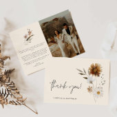 Boho Floral Foto Bruiloft Dank u kaart