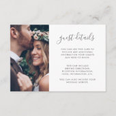 Boho Floral Foto Bruiloft Gast Details Informatiekaartje (Voorkant)