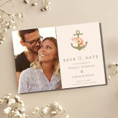 Boho Floral Foto Bruiloft Save the Date Aankondiging