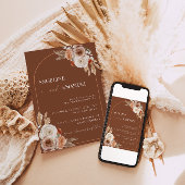 Boho Floral foto bruiloft uitnodigen pampas gras Kaart