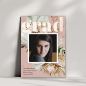 Boho Floral Foto Folie Afstuderen Aankondiging