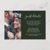 Boho Floral Foto Green Wedding Guest Details Informatiekaartje (Voorkant)