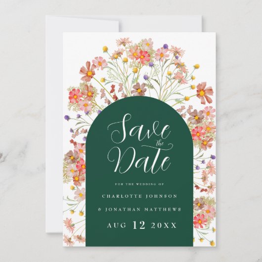 Boho Floral Fotoboog bruiloft Save The Date (Voorkant)