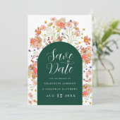 Boho Floral Fotoboog bruiloft Save The Date (Staand voorkant)