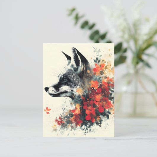 Boho Floral Fox Wildlife Nature Feestdagenkaart (Staand voorkant)