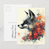 Boho Floral Fox Wildlife Nature Feestdagenkaart (Voorkant / Achterkant)