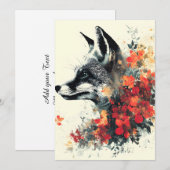 Boho Floral Fox Wildlife Natuur Aankondiging (Voorkant / Achterkant)