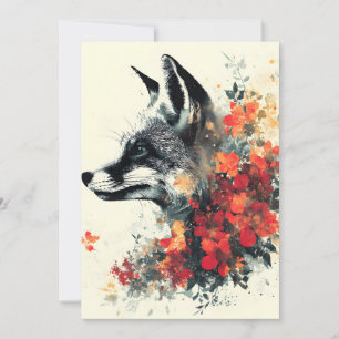 Boho Floral Fox Wildlife Natuur Aankondiging