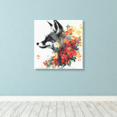 Boho Floral Fox Wildlife Natuur Canvas Afdruk (Insitu (Houten vloer))