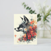 Boho Floral Fox Wildlife Natuur Feestdagenkaart (Staand voorkant)