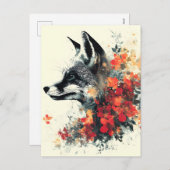 Boho Floral Fox Wildlife Natuur Feestdagenkaart (Voorkant / Achterkant)