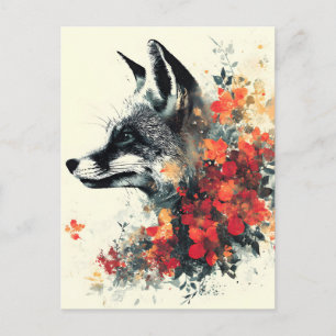 Boho Floral Fox Wildlife Natuur Feestdagenkaart
