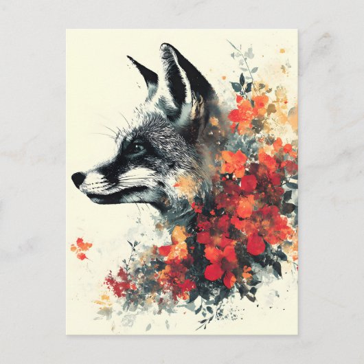 Boho Floral Fox Wildlife Natuur Feestdagenkaart (Voorkant)