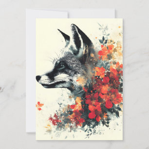 Boho Floral Fox Wildlife Natuur Feestdagenkaart