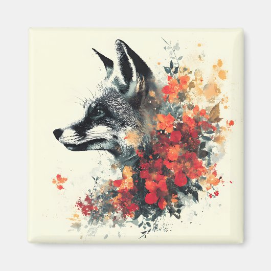 Boho Floral Fox Wildlife Natuur Magneet (Voorkant)