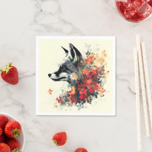Boho Floral Fox Wildlife Natuur Servet