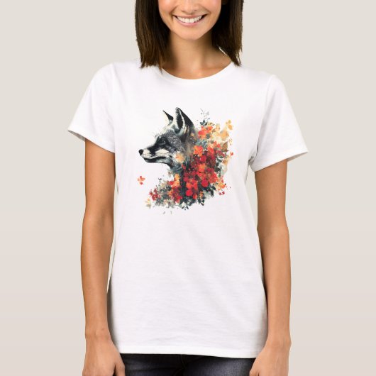 Boho Floral Fox Wildlife Natuur T-shirt (Voorkant)