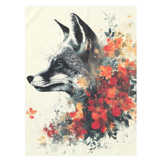 Boho Floral Fox Wildlife Natuur Tafelkleed (Voorkant)