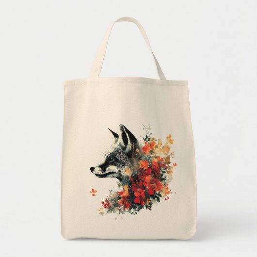Boho Floral Fox Wildlife Natuur Tote Bag (Voorkant)