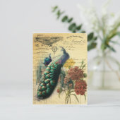 boho floral frans moderne pauw briefkaart (Staand voorkant)